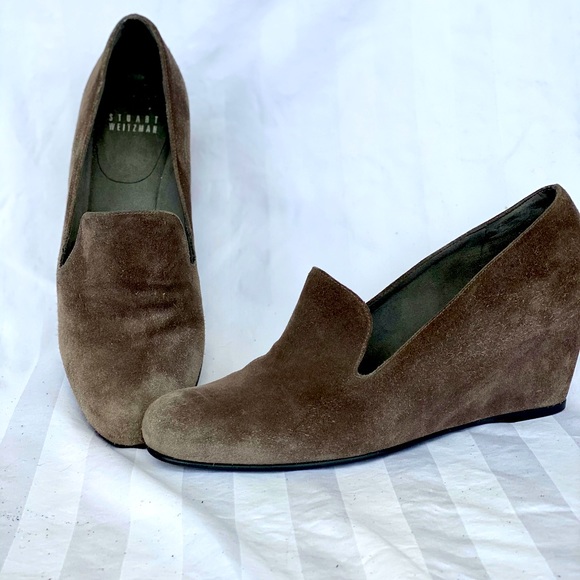 Stuart Weizmann gray suede Arise wedges Sz. 6.5 M - Picture 1 of 9